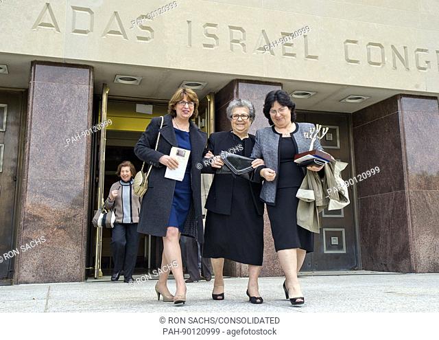Several hundred people gather Sunday, April 23, 2017 at Washington, DC-s Adas Israel Congregation to commemorate Yom Hashoah, Holocaust Remembrance Day