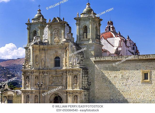 Basilica Dome Towers Our Lady of Solitude Nuestra Senora Soledad Facade Church Oaxaca Mexico. Built in 1690