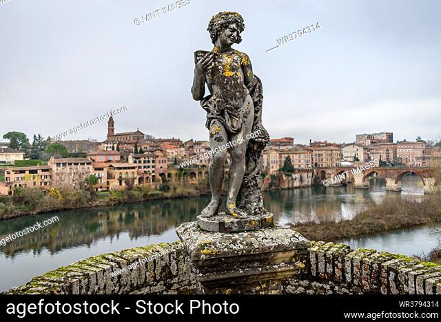 Bacchus state at the Palais de La Berbie bishop's palace gardens, overlooking the River Tarn and the city of Albi