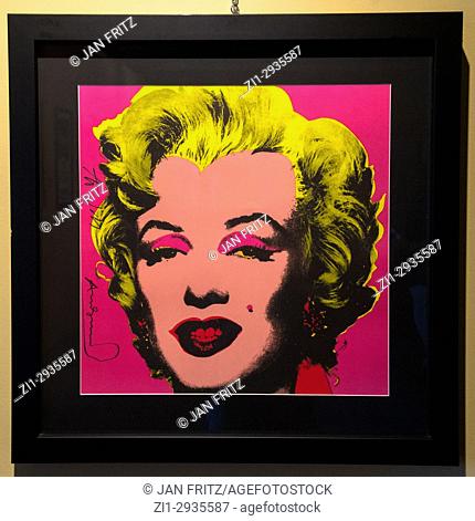 'this is not by me', painting from Marilyn Monroe by Andy Warhol, at exposition at Agrigento, Sicily, Italy