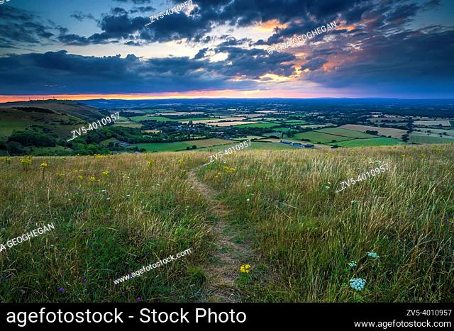 The South Downs countryside at Devil's Dyke near Brighton in East Sussex, England. uK