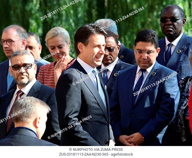 November 13, 2018 - Palermo, Sicily, Italy - Italian Prime Minister Giuseppe Conte attends a group photo with heads of state