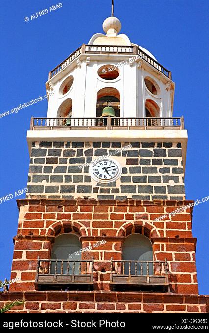 bell tower of the Mother Church of Our Lady of Guadalupe, Teguise, Lanzarote, Canary Islands, Spain