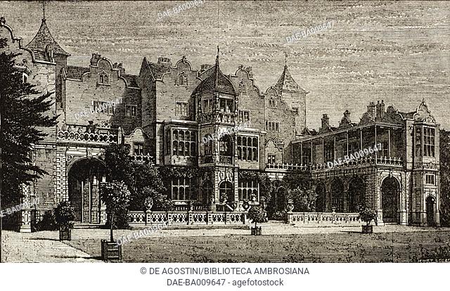 Holland House, south front, Kensington, London, United Kingdom, illustration from the magazine The Illustrated London News, volume LXIII, December 13, 1873
