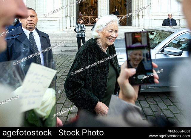 Queen Paola of Belgium pictured during the Te Deum mass, on the occasion of the King's Feast, at the Saint Michael and St Gudula Cathedral (Cathedrale Saints...