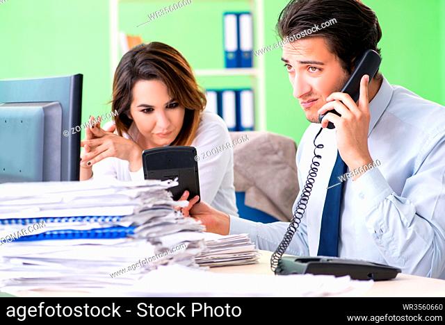 Two financial specialists working in the office