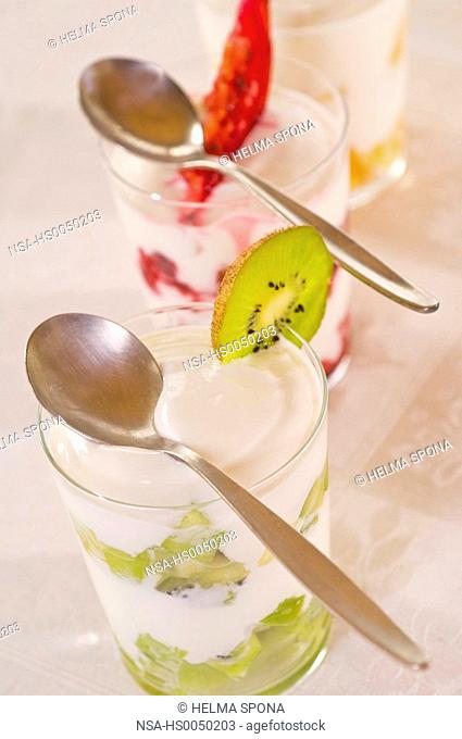 Fruit yoghurt in a glass