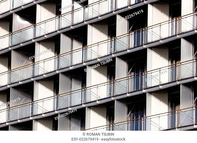 Regular structure of windows and balconies