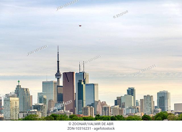 Toronto Skyline, Downtown with Cn Tower in the spring