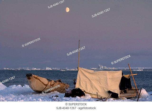 Inupiaq Whaling Camp on the Pack Ice Over the Chukchi Sea