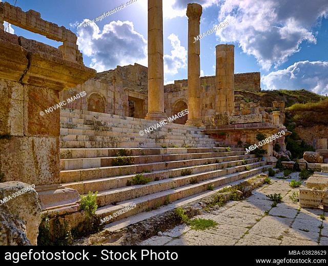 Stairs at the North Theater in ancient Gerasa or Gerash, Jordan, Middle East