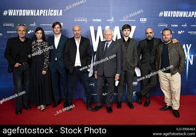 FJose Coronado, director Jaume Balaguero, Freddie Highmore, Paolo Vasile, Sam Riley, Luis Tosar, Astrid Berges-Frisbey and Axel Stein attends to 'Way Down'...