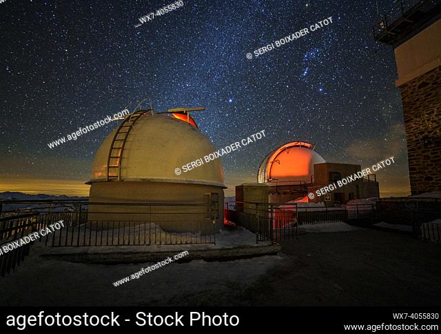 Winter night in the Pic du Midi de Bigorre observatory (Midi-Pyrénées, Pyrenees, France)