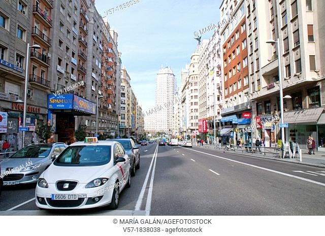 Gran Via street. Madrid, Spain