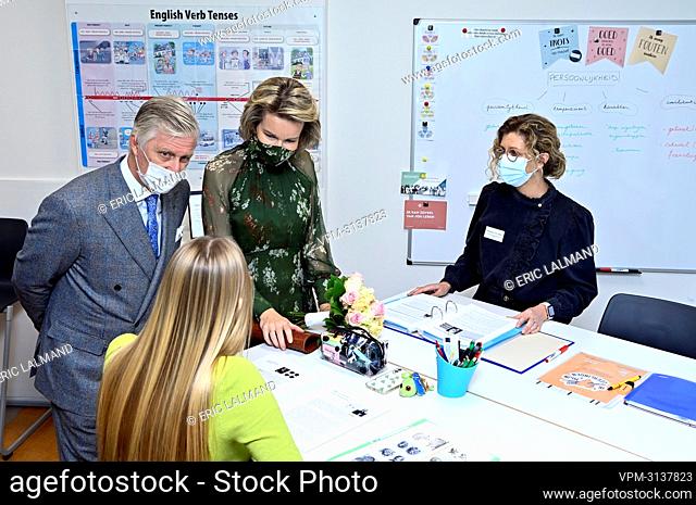 King Philippe - Filip of Belgium and Queen Mathilde of Belgium pictured during a royal visit to the Alexianen psychiatric hospital in Tienen on Wednesday 17...