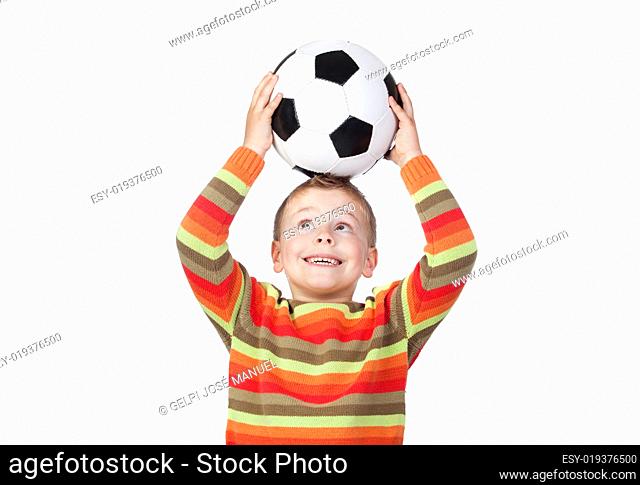 Student little child with soccer ball