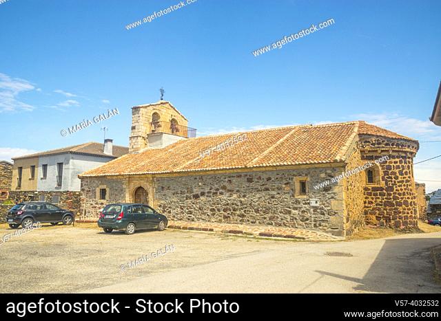 Facade of the church. Becerril, Segovia province, Castilla Leon, Spain