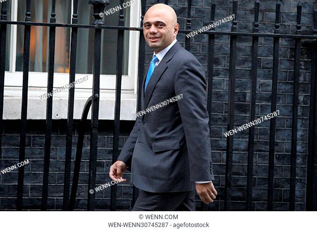 Sajid Javid, Secretary of State for Communities and Local Government, attending the weekly Cabinet meeting at 10 Downing Street, London
