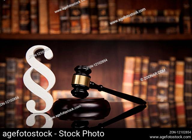 Court gavel, Law theme, mallet of justice, Paragraph, mirror background