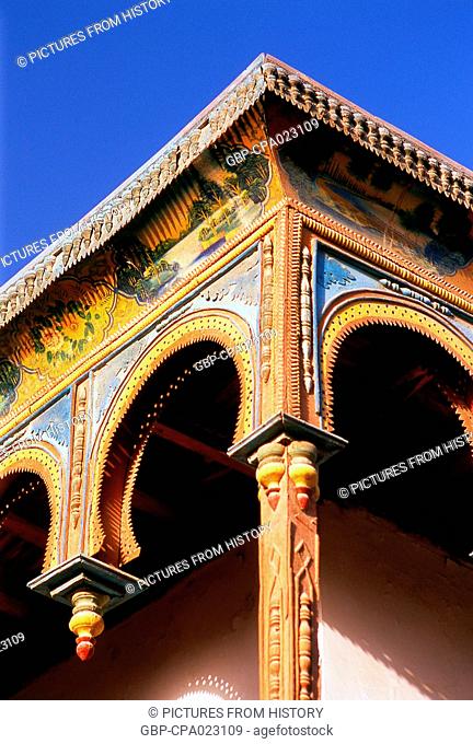 China: Beautifully decorated balcony, Khotan, Xinjiang Province
