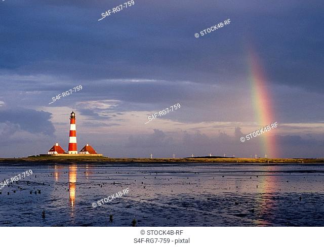 Lighthouse Westerheversand, Westerhever, Schleswig-Holstein, Germany