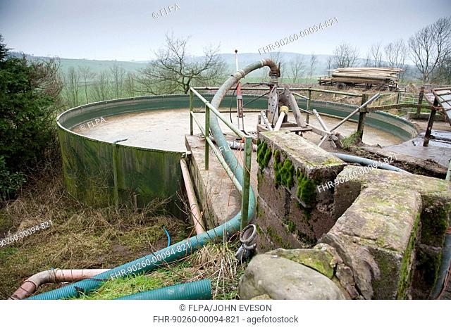 Slurry store for dairy cattle, Dumfries, Scotland, january