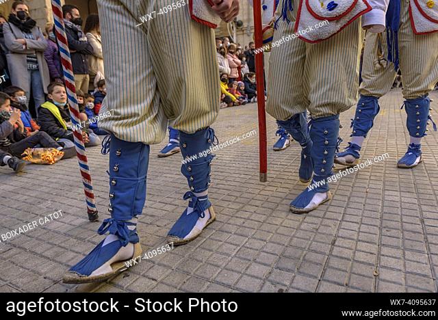 Pastorets Dance (shepherd boys) at the 2022 Valls Decennial Festival, in honor of the Virgin of the Candlemas in Valls (Tarragona, Catalonia, Spain)