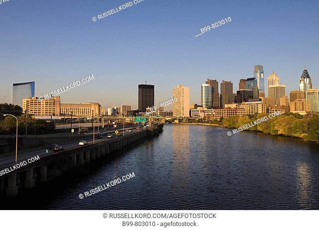 Schuylkill River Downtown Skyline Philadelphia. Pennsylvania. Usa