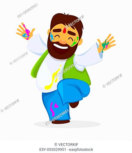 Traditional Indian festival Holi. Funny dancing man in paint, Stock Vector,  Vector And Low Budget Royalty Free Image. Pic. ESY-053825630 | agefotostock