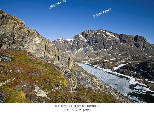 Mountain landscape, ice-free inland in Sisimiut, Greenland