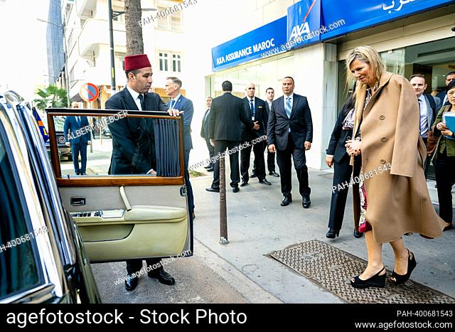 Queen Maxima of The Netherlands at AXA assurance in Casablanca, on March 21, 2023, to talk about fintech, inclusive green finance and developing digital payment...