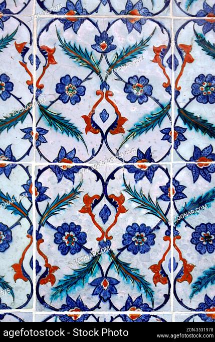 Tile on the wall of Topkapi palace in Istanbul, Turkey