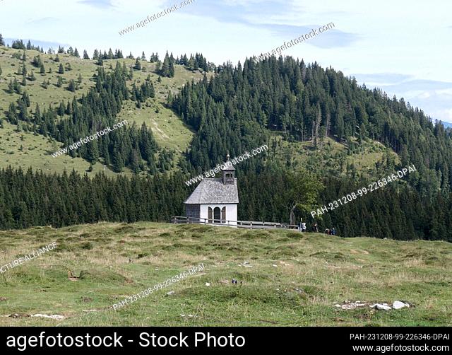 01 September 2023, Austria, Strobl: The historic Postalm Chapel is located at an altitude of 1284 meters on the Postalm in the Salzkammergut in Austria
