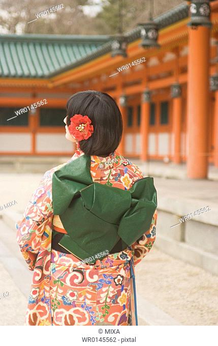Young woman at shrine