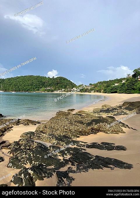 28 August 2021, Thailand, Ao Yon: Empty beach in the south of Phuket. Despite the ""sandbox"" model to revive tourism, few guests continue to come to the...