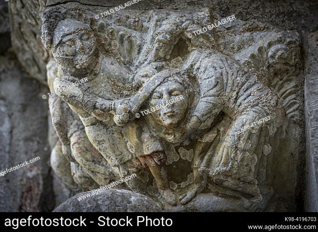 martyrdom and beheading of San Justo and San Pastor, basilica Saint-Just de Valcabrère, 12th century, Comminges, French Republic, Europe