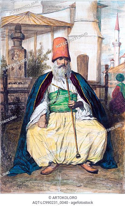 Egyptian Dervish in Austria Hungary, Austro-Hungarian empire, 1855 by Theodore Valerio, 1819-1879, French etcher and painter, food and drink