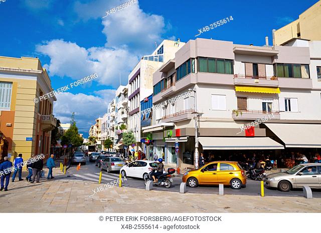 Traffic, Plateia Eleftherias, Liberty square, Heraklion, Crete island, Greece