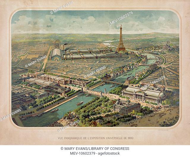 Vue panoramique de l'exposition universelle de 1900. Date 1900
