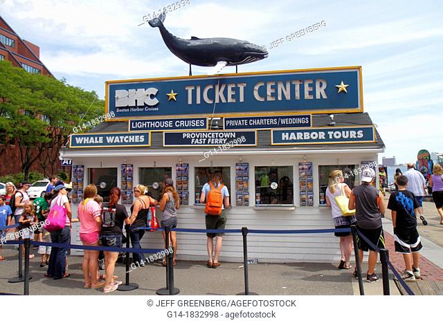 Massachusetts, Boston, Long Wharf, harbor, harbour, ticket center, centre, vendor, whale watches, ferry, cruises