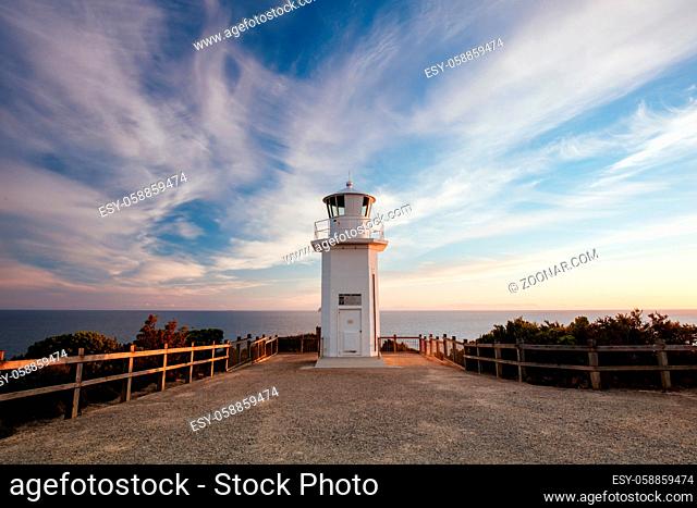 Cape Liptrap lighthouse at sunset on the Bass Coast near Walkerville in Victoria, Australia