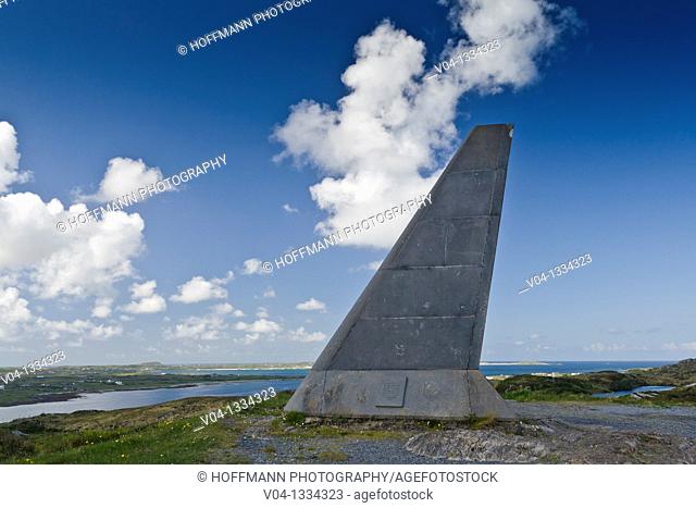 The Alcock and Brown Memorial near Clifden, County Galway, Ireland, Europe