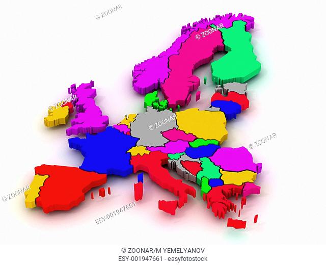 map of europe. 3d