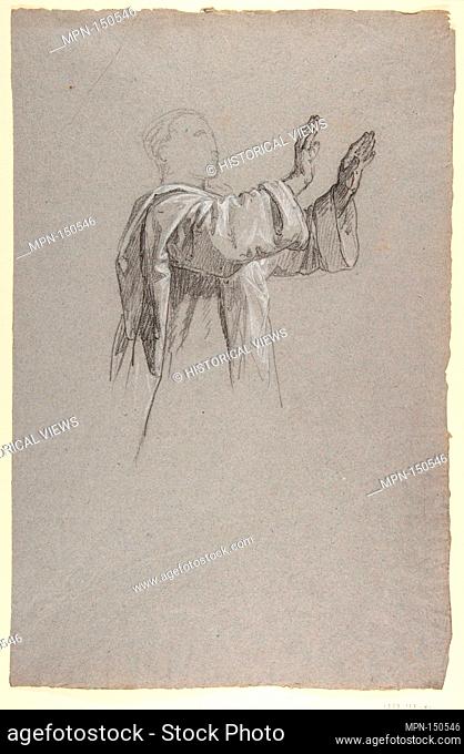 Cleric with Raised Arms (lower register?; study for wall paintings in the Chapel of Saint Remi, Sainte-Clotilde, Paris, 1858)