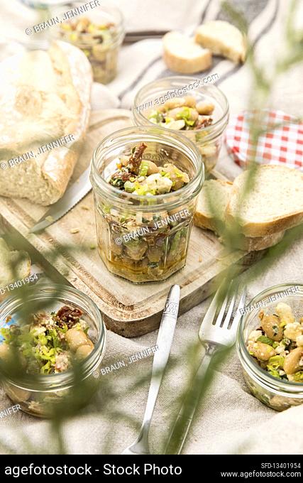 White bean salad with sundried tomatoes and feta
