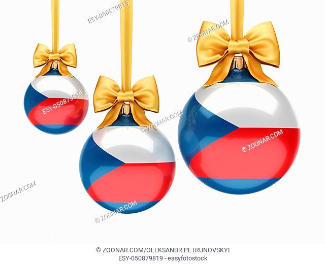 3D rendering Christmas ball decorated with the flag of Czech Republic
