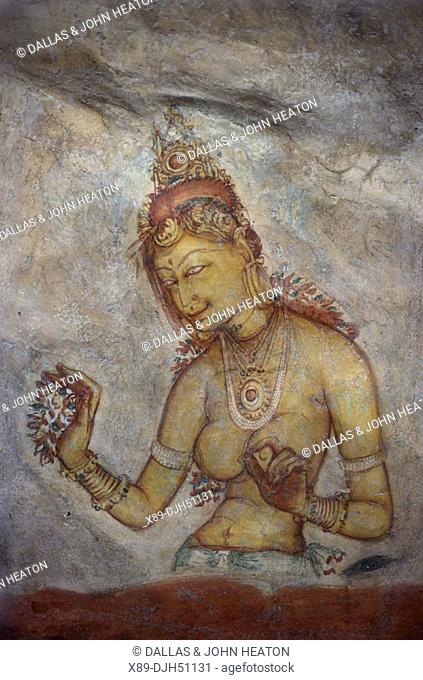 Sri Lanka, Sigiriya Frescoes, Maiden