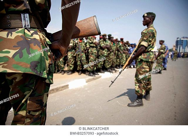 armed soldiers during an event at the Independence Day Juli 1, Burundi, Bujumbura Marie, Bujumbura