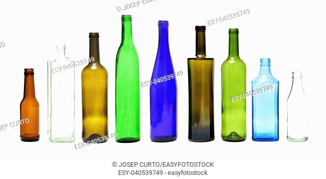 group of bottles isolated on white