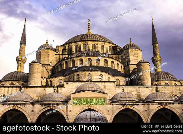 Domes of Blue Mosque (Sultan Ahmed Mosque or Sultan Ahmet Camii), Istanbul, Turkey